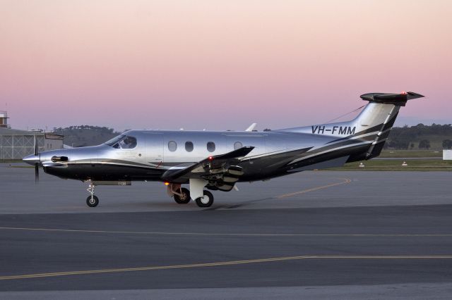 Pilatus PC-12 (VH-FMM) - Pilatus Australia (VH-FMM) Pilatus PC-12-47E taxiing at Wagga Wagga Airport.