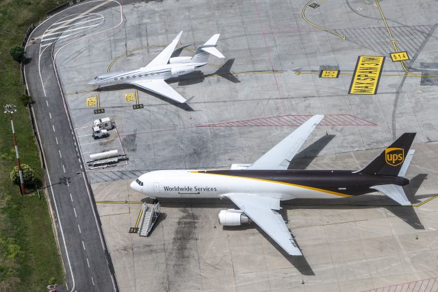 N394UP — - Departure out of Rome Ciampino on 22 June 23. UPS B767 N394UP, also in image Gulftream I-SEAK 