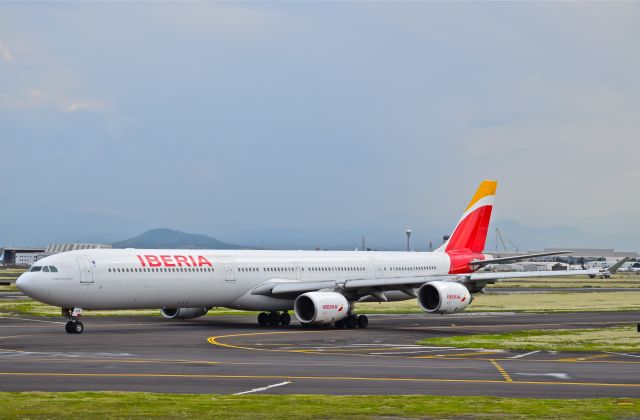 Airbus A340-600 (EC-LFS) - A340-600, (EC-LFS), taxing to designate gate at the terminal 1 in Mexico City Airport (AICM).