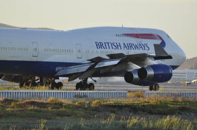 Boeing 747-400 (G-CIVJ) - Speedbird 286 - continuing to taxi and performing a flight control check.