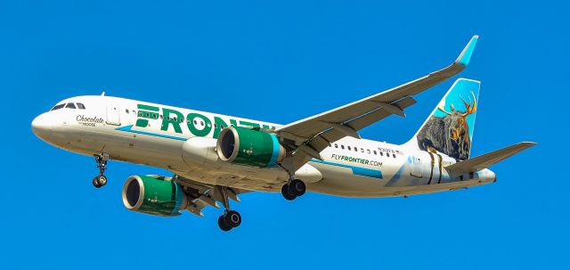 Airbus A320neo (N312FR) - N312FR Frontier Airlines Airbus A320-251NEO s/n 7768 "Chocolate The Moose" - Las Vegas -  Harry Reid International Airport (KLAS)br /USA - Nevada September 22, 2021br /Photo: Tomás Del Coro br /SunSet Park