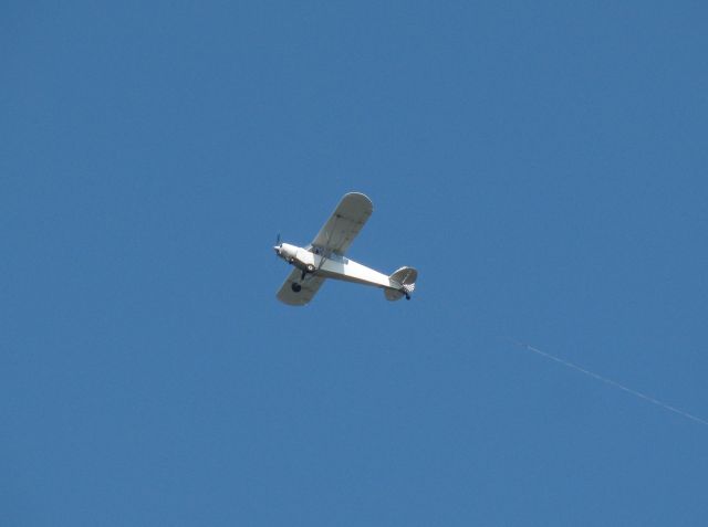 Piper L-21 Super Cub (N8048D) - ex-US Army U-7A (PA-18-150) s/n 54-2592 still flying as a banner tug in Myrtle Beach, SC. Taken from the ground at Barefoot Landing in North Myrtle Beach.