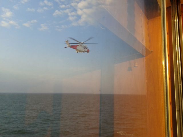 — — - Came to rescue a sick ferry passenger in the Bay of Biscay 2013