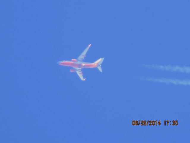 Boeing 737-700 (N768SW) - Southwest Airlines flight 540 from OKC to STL over Baxter Springs KS (78KS) at 40k feet.