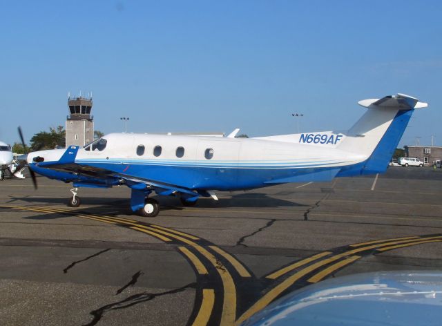 Pilatus PC-12 (N699AF) - On taxiway A at MVY.