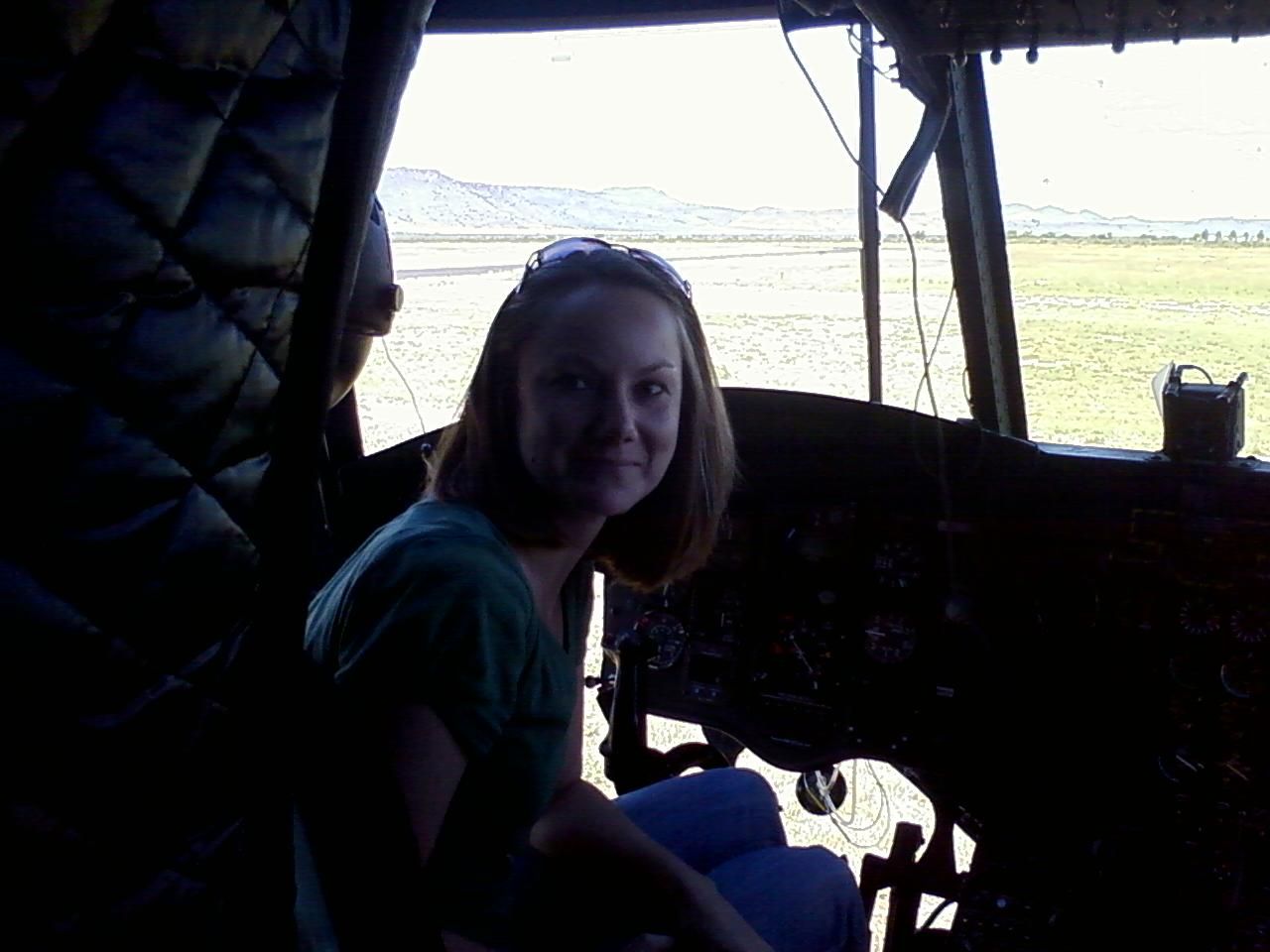 ASAP Chinook (AWERMY) - Camillia checkin out the co-pilots seat of this Chinook. Thanks again, James.