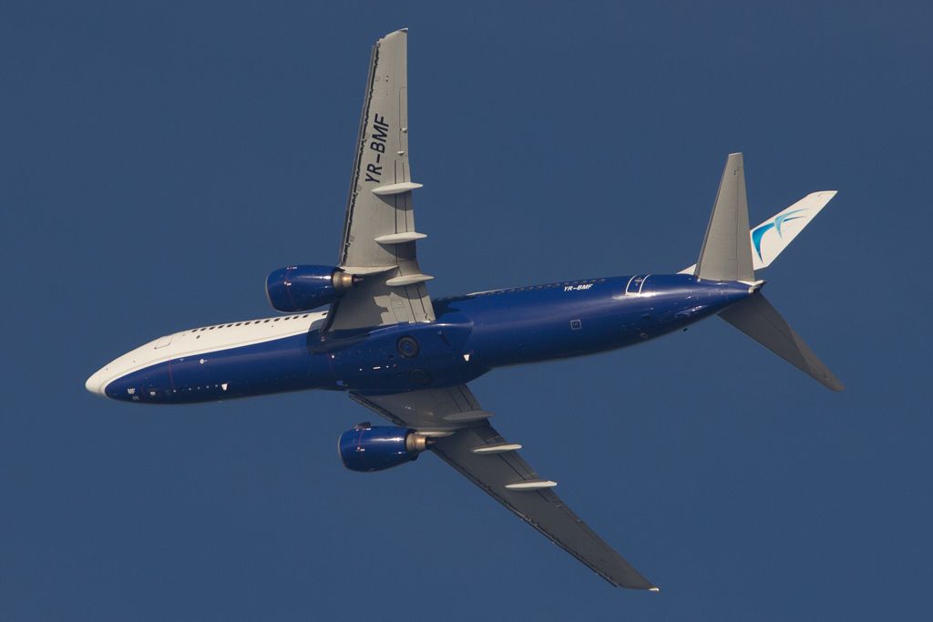Boeing 737-800 (YR-BMF) - Executing a missed approach due to the late departure of another aircraft. This flight had diverted from Liverpool due to low visibility