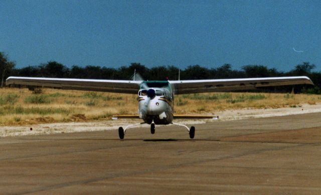 Cessna Centurion (ZS-AVB) - Take off at an airport in Namibia.