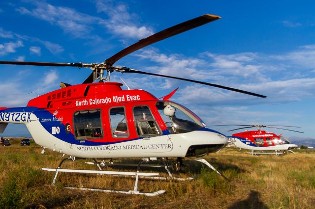 Bell 407 (N912GX) - Waiting with N911GX to escort Northern Colorado Honor Flight #21, 9/9/2018.