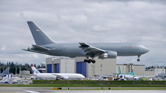 Boeing KC-46 Pegasus (N462KC) - BOE464 a prototype KC-46A / B767-2LK(ER) from KBFI on final to Rwy 16R during a flight on 3/15/16. (ln 1069 / cn 41275).