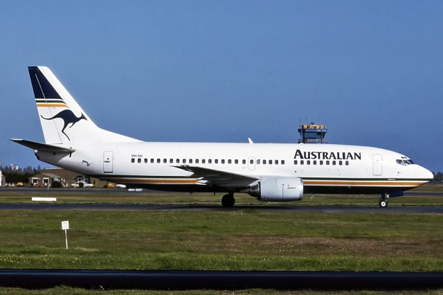 VH-TJC — - AUSTRALIAN AIRLINES - BOEING 737-376 - REG : VH-TJC (CN 24297/1740) - WEST BEACH ADELAIDE SA. AUSTRLIA - YPAD (4/7/1992) 35MM SLIDE SCANNED WITH A EPSON PERFECTION V700 FLATBED SCANNER.