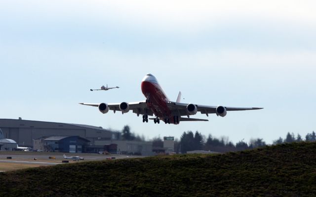 BOEING 747-8 (N6067E) - Boeing 747-8i Departing Paine Field for its first flight.