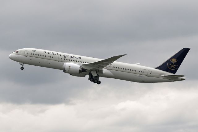 Boeing 787-9 Dreamliner (HZ-AR11) - SVA124 departing to Jeddah.  This was the second visit of the aircraft to Manchester on June 24 2017 after making the first visit on June 22. 