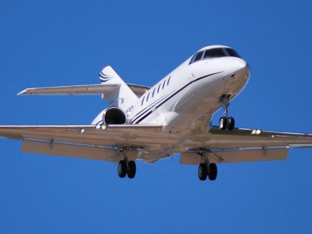 Hawker 800 (N100R) - REAL AIR LEASING LLC (NASCAR) on final for runway 2 at KJQF - 5/25/13