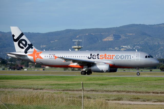 Airbus A320 (VH-VGN) - On taxiway heading for take-off on runway 05. Wednesday, 21st May 2014