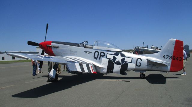 North American P-51 Mustang (N10601) - Folks gathering around P-51 "Red Nose" of the Dixie Wing of the Commemorative Air Force, during their fly-in at Raleigh Executive Jetport, Sanford, NC 5/14/17