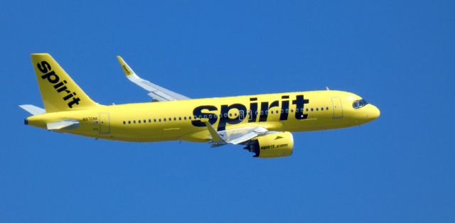 Airbus A320 (N970NK) - Shortly after departure is this 2022 Spirit Airlines Airbus 320-271N in the Spring of 2023.