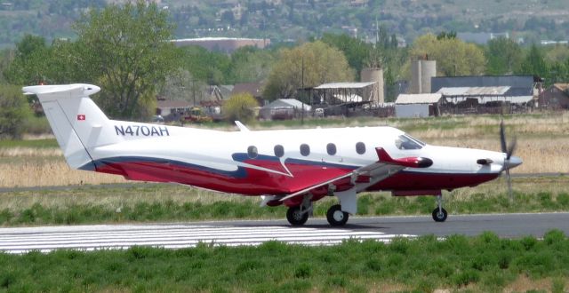 Pilatus PC-12 (N470AH) - N470AH departing runway 13 KPVU. May 18, 2008