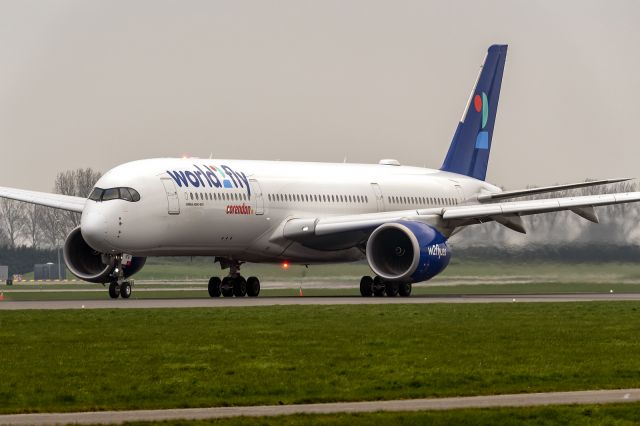 Airbus A350-900 (EC-NTB) - 10th March, 2024:  'Spottersplek Polderbaan' parking lot view World2Fly Corendon accelerating to V1 on runway 36L.