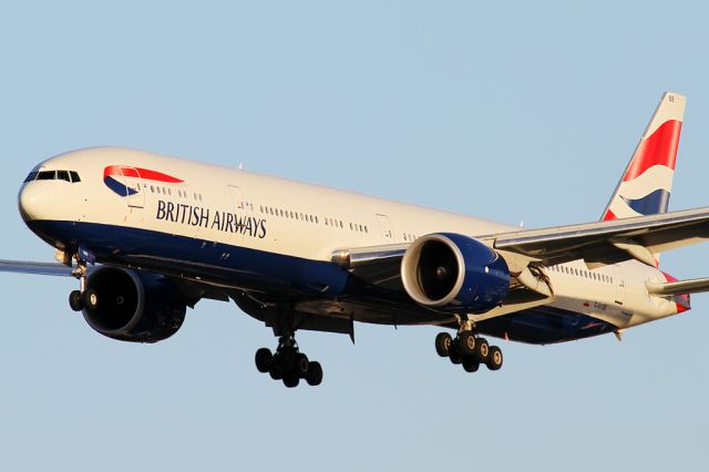 BOEING 777-300ER (G-STBE) - Speedbird 15 on approach to runway 16R.