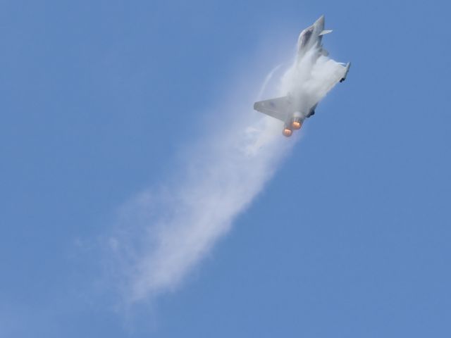 — — - Great condensation cloud as the Eurofighter Typhoon heads skywards.