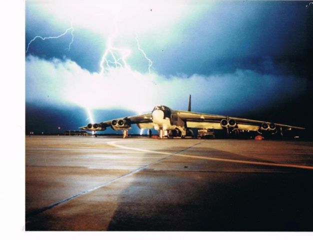 B52 — - View from flight line with a thunderstorm in the background