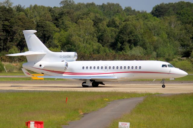 Dassault Falcon 8X (G-GVOE) - Lining up to depart rwy 06 on 1-Jun-21 heading for EGPD.