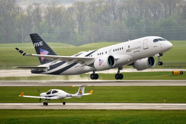 9H-FIVE — - 04-28-23 Getting airborne on her delivery flight to ZRH-MLA