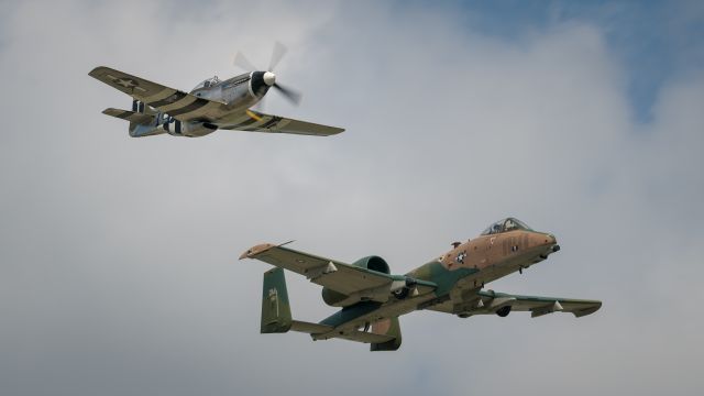 North American P-51 Mustang — - Heritage Flight at the KC Airshow in Gardner, Kansas.