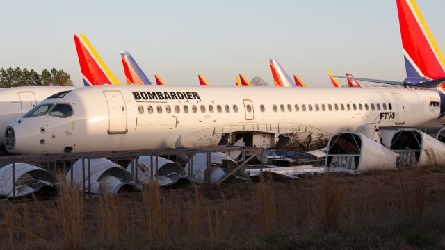 Airbus A220-100 (C-GWXK) - Flight Test Vehicle 4 of the Bombardier C-Series program from before it was bought by Airbus. Resting along with its sisters FTV3 and FTV2.