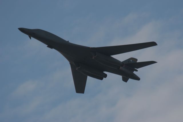 — — - B-1 B from Ellsworth AFB SD Flies Over Lambeau Field Green Bay on 1-15-12 before the Packers-Giants Football Game.