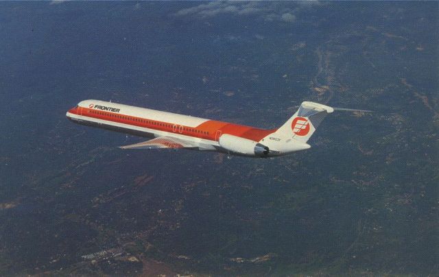 McDonnell Douglas MD-80 (N3803F) - scanned from postcardbr /frontier airlines