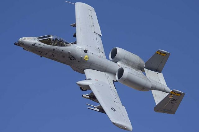 Fairchild-Republic Thunderbolt 2 (82-0663) - A-10C Warthog of the 357th Fighter Squadron Dragons based at Davis-Monthan Air Force Base makes a pass over the Goldwater Bombing Range.