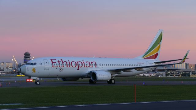 Boeing 737-800 (ET-AQO) - On Jan 24, 2018 parked in Zurich for the night (delegates visiting the World Economic Forum in Davos). 