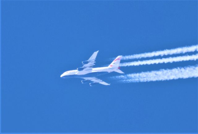 Airbus A380-800 (G-XLEC) - G-XLEC Airbus 380-841 British Airways BAW193 de London LHR vers Dalas Fort-Worth DFW Altitude 11582 Mètres Vitesse 906 Km/H survolant la ville de Lavaltrie QC. le 12-04-2023 à 14:54