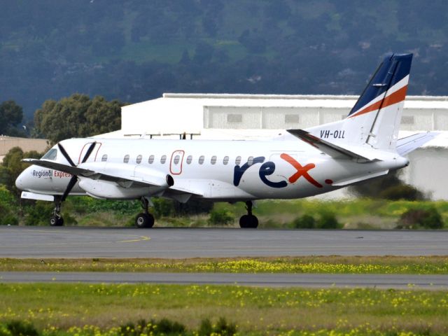 Saab 340 (VH-OLL) - Rolling for take off on runway 05. Thursday 12th July 2012.
