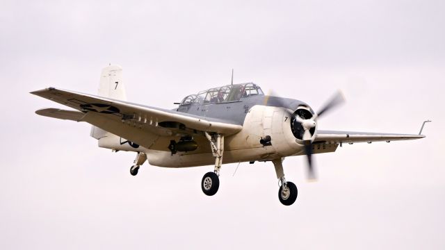 N9584Z — - Historic Flight Foundations Grumman TBM-3E Avenger (Ser #85882) on final to Rwy 16R on 2.25.17.