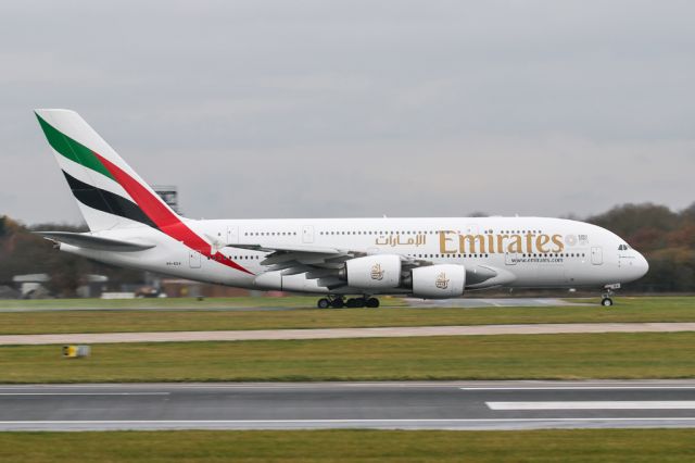 Airbus A380-800 (A6-EDV) - EK18 rolling at the start of the flight home to Dubai