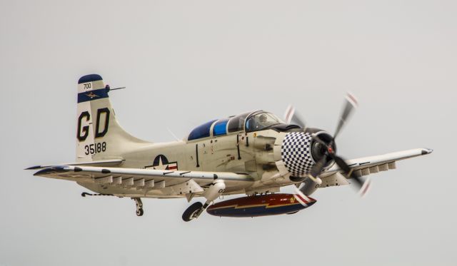 Douglas AD Skyraider (NX188RH) - Douglas EA-1E Skyraider taking off at RI Air Show