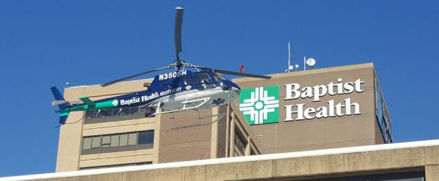 Eurocopter AS-350 AStar (N350BH) - Baptist Health Medflight returning to "base" at Baptist Health Medical Center - Little Rock.