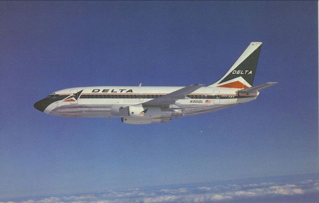 Boeing 737-200 (N301DL) - scanned from postcardbr /delta