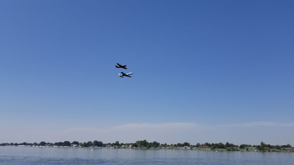 — — - 2018 Heritage Flight, Columbia Cup, Tri-Cities, WA.  A-10 Warthog and A1 Douglas Skyraider.