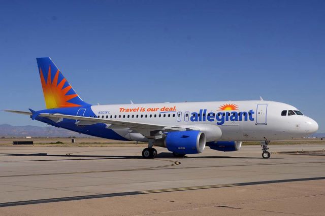 Airbus A319 (N301NV) - Allegiant Airbus A319-112 N301NV at Phoenix-Mesa Gateway Airport on March 1, 2013.