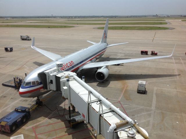 BOEING 767-300 — - Terminal D at DFW, waiting on Lufthansa 439 to Frankfurt. This 763 was dwarfed by the 777-300ER beside it.