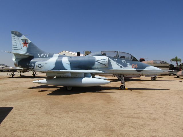 15-4342 — - A McDonnell-Douglas TA-4J "Skyhawk" on display at March Field Air Museum.