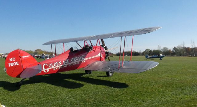 WACO O (N760E) - Taxiing to departure is this 1929 WACO Model 10 GXE/ASO Biplane on the weekend of the Great Pumpkin fly-in festival in the Autumn of 2022 at this Golden Age of Aviation Museum. Fun time! 75 more photos to follow.