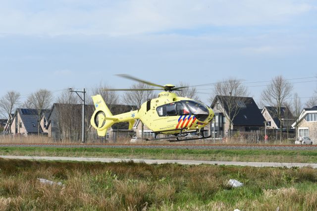 Eurocopter EC-635 (PH-HVB) - This photo is taken in Zwolle, after an emergency call. After the docter finished his work, the helicopter is departing here