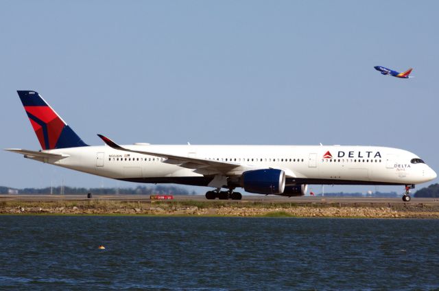 Airbus A350-900 (N502DN) - Delta A359 with 'The Delta Spirit' markings arriving to BOS from AMS onbr /6/20/22.