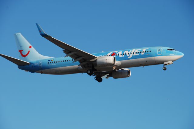 Boeing 737-800 (OO-VAS) - Sobelair of Belgium on lease to Canadas CanJet. Torontos Pearson Airport March 10/10