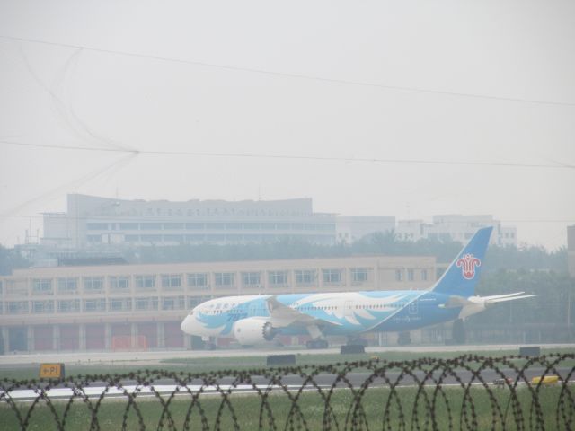 Boeing 787-8 (B-2725) - China Southern Airlines CZ3103 landing in Beijing runway 18R. Best Shot of my life!!! And I found a new plane spotting location, though it is only accessible by a trek through a nearby village and field!